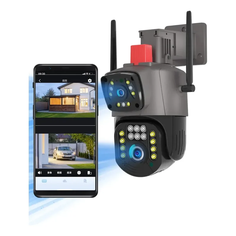 Detalhe 1 — Câmera Externa PTZ Wi-Fi Lente Dupla 2MP + 2MP —