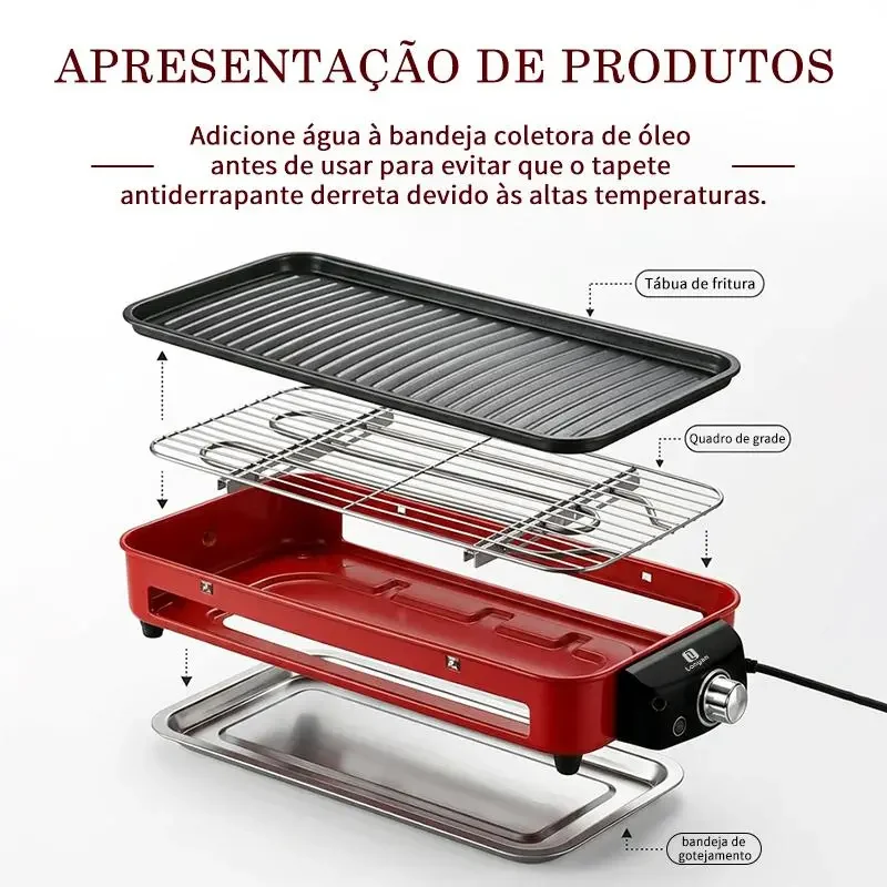 Detalhe 7 — Churrasqueira Elétrica 2 em 1 Chapa e Grelha