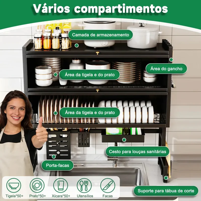 Detalhe 3 — Escorredor de Louça Suspenso Aço Inoxidável 2