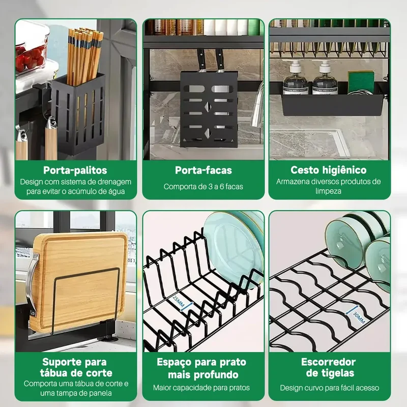 Detalhe 4 — Escorredor de Louça Suspenso Aço Inoxidável 2