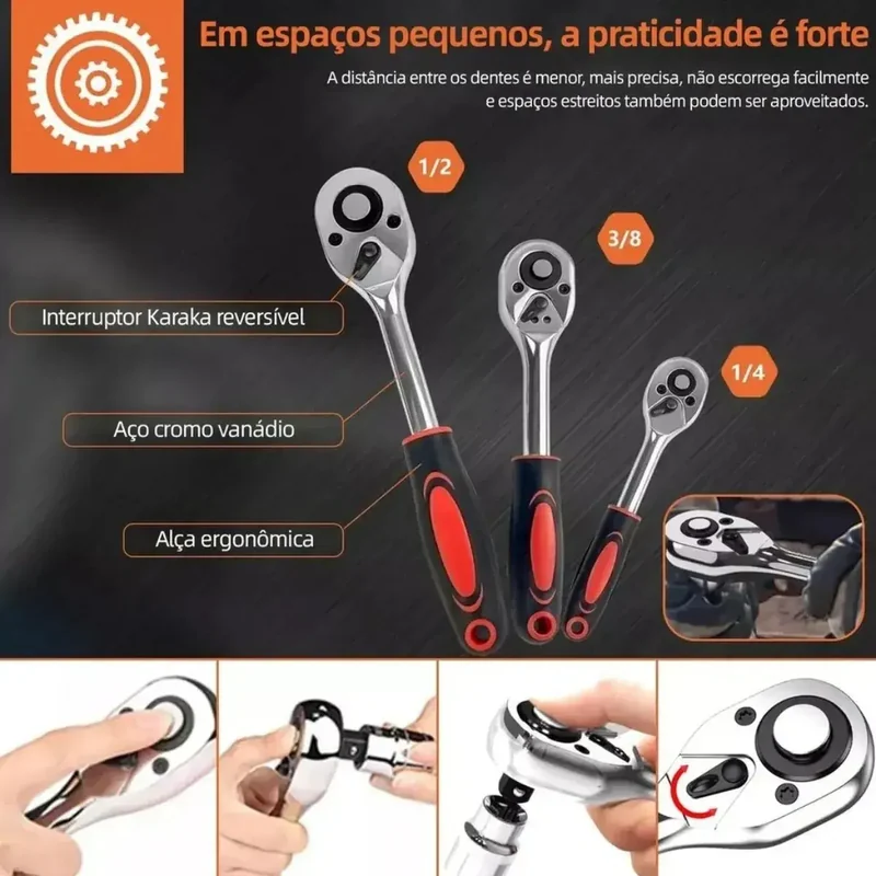 Imagem 2 de Jogo de Ferramentas Profissional 216 Peças com Caixa
