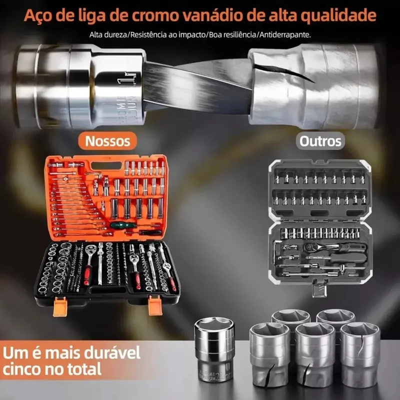 Imagem 4 de Jogo de Ferramentas Profissional 216 Peças com Caixa