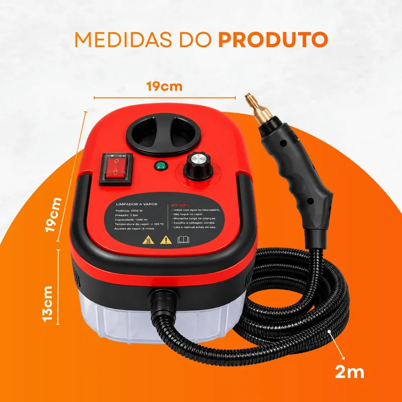 Detalhe 3 — Limpador a Vapor Portátil 1500W 3 Bar 1,2L