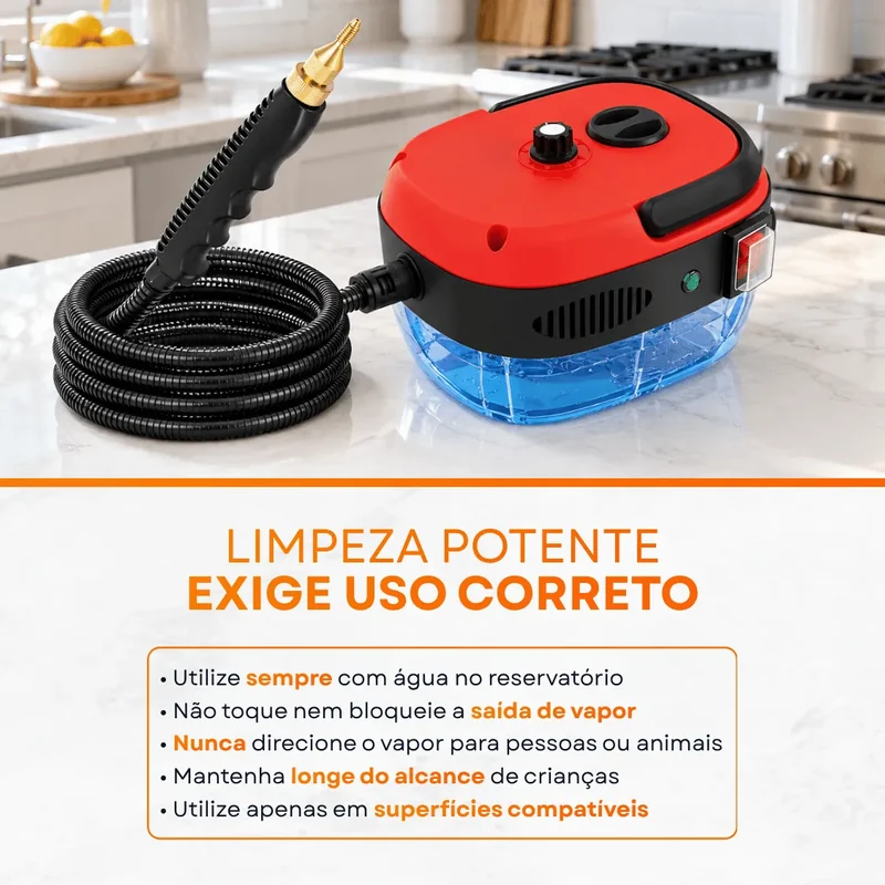 Detalhe 5 — Limpador a Vapor Portátil 1500W 3 Bar 1,2L