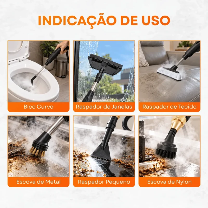 Detalhe 6 — Limpador a Vapor Portátil 1500W 3 Bar 1,2L