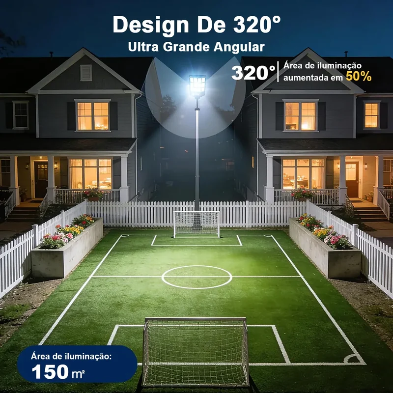 Detalhe 7 — Kit 2 Luminárias Poste Solar 2200W com Sensor de