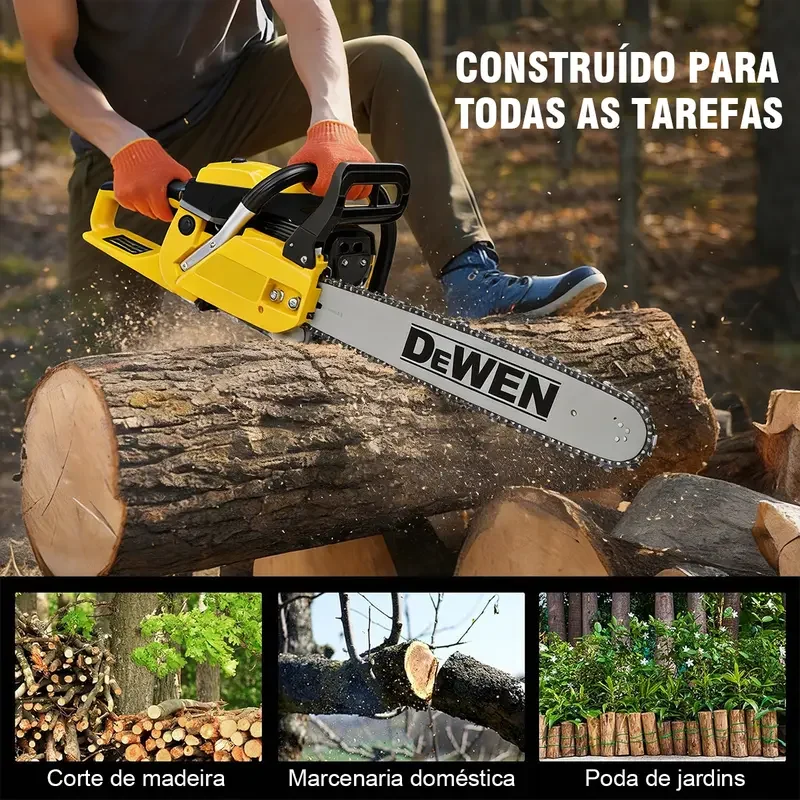 Detalhe 5 — Motosserra a Gasolina DEWEN DW404 52cc Barra 20