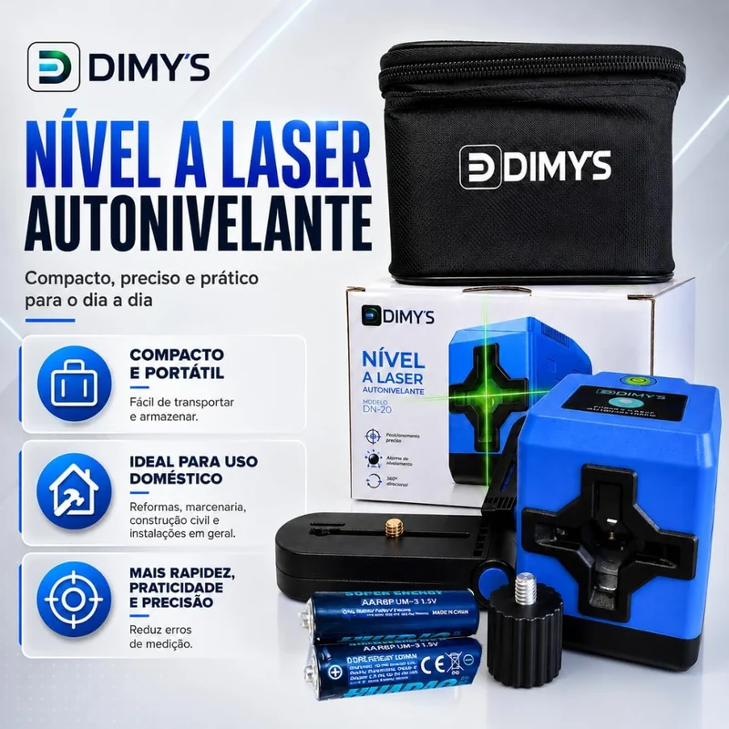 Detalhe 3 — Nível a Laser 2 Linhas Verdes em Cruz 20 m