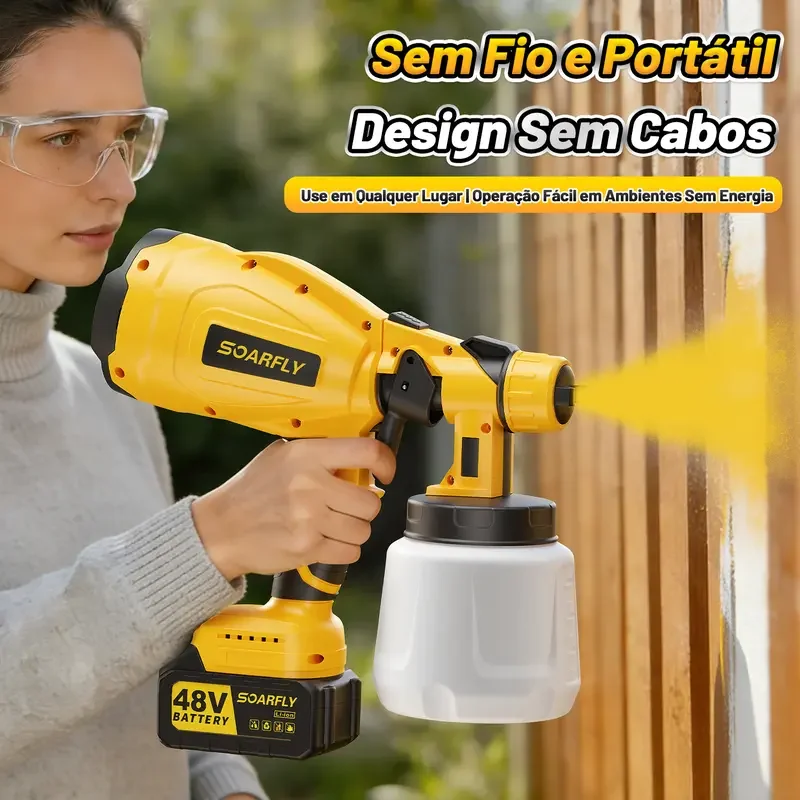 Detalhe 2 — Pistola de Pintura Soarfly 48V 800 ml Sem Fio