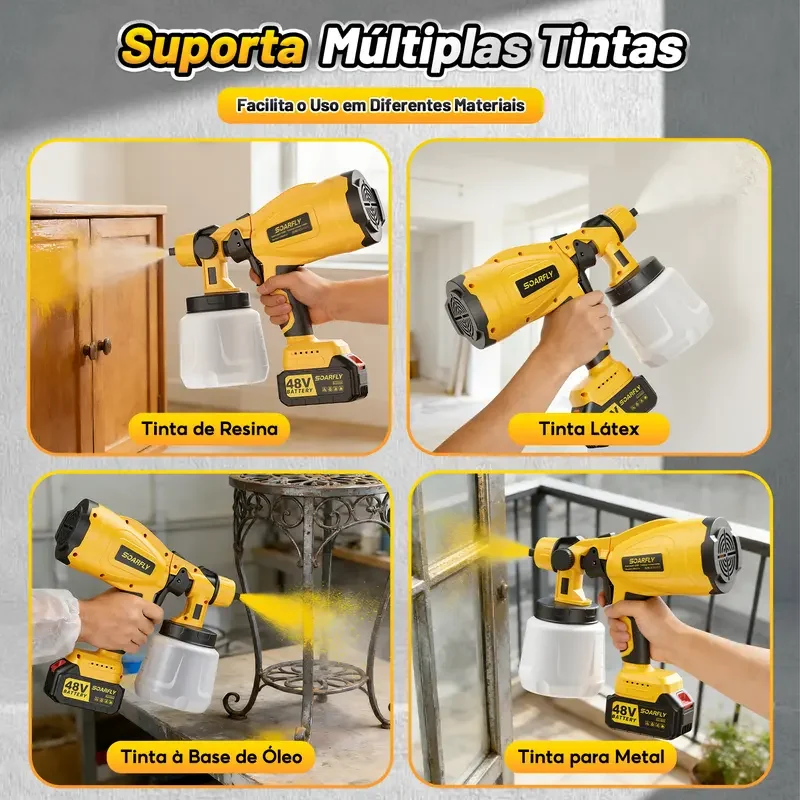 Detalhe 4 — Pistola de Pintura Soarfly 48V 800 ml Sem Fio